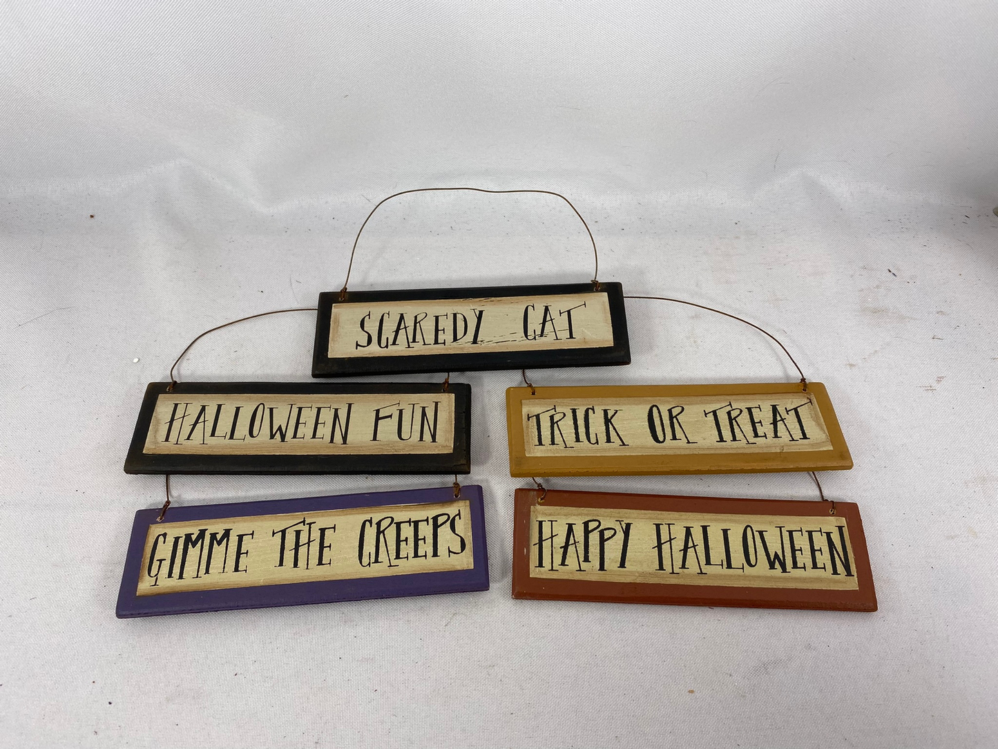 CWI Halloween Decor - Trick Treat Candy Corn Small Ornament Signs 5pc