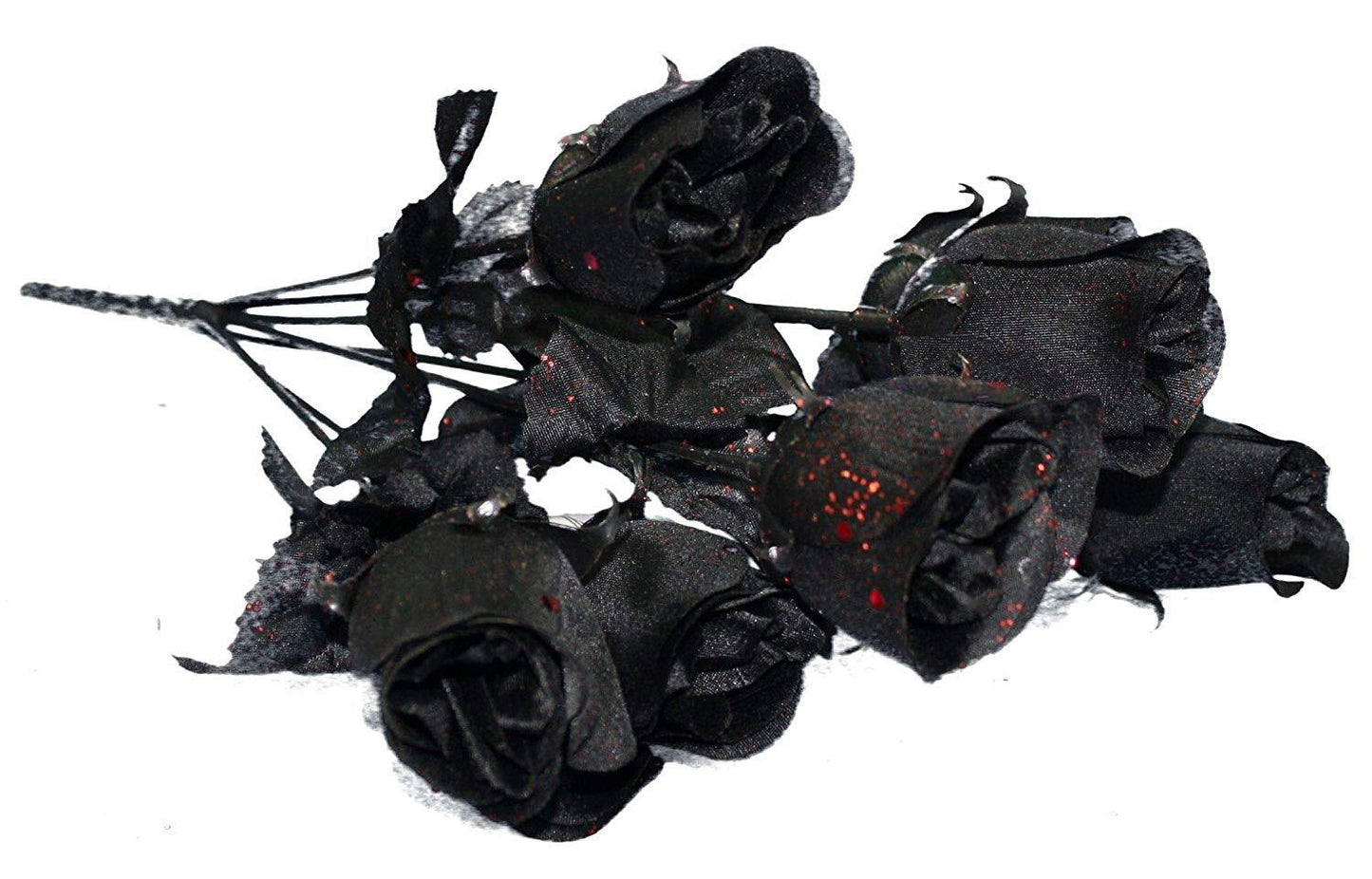 Gerson Valentine Decor - Red Glitter on Black Roses Bush