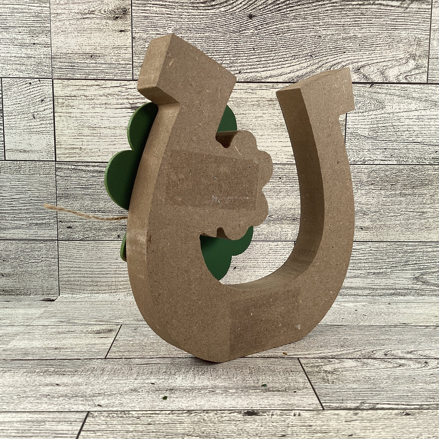 AGD St Patrick's Decor - Chunky Wood Orange Horseshoe