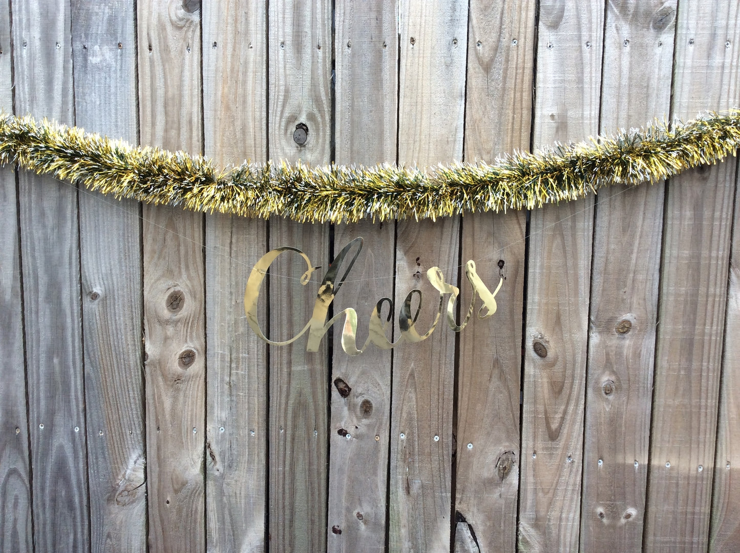 AGD New Years Decor -Cheers Black Gold Tinsel Garland 8ft.