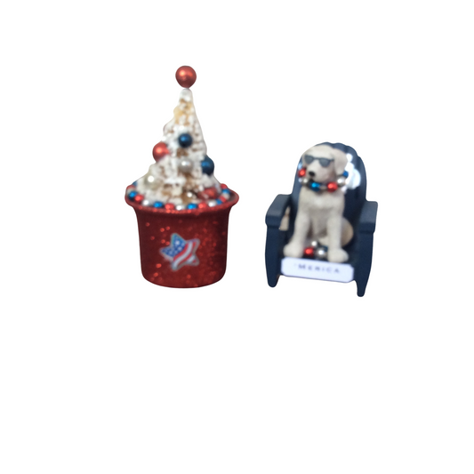 AGD Patriotic Decor - 'Merica Resin Dog Sisal Tree Decor