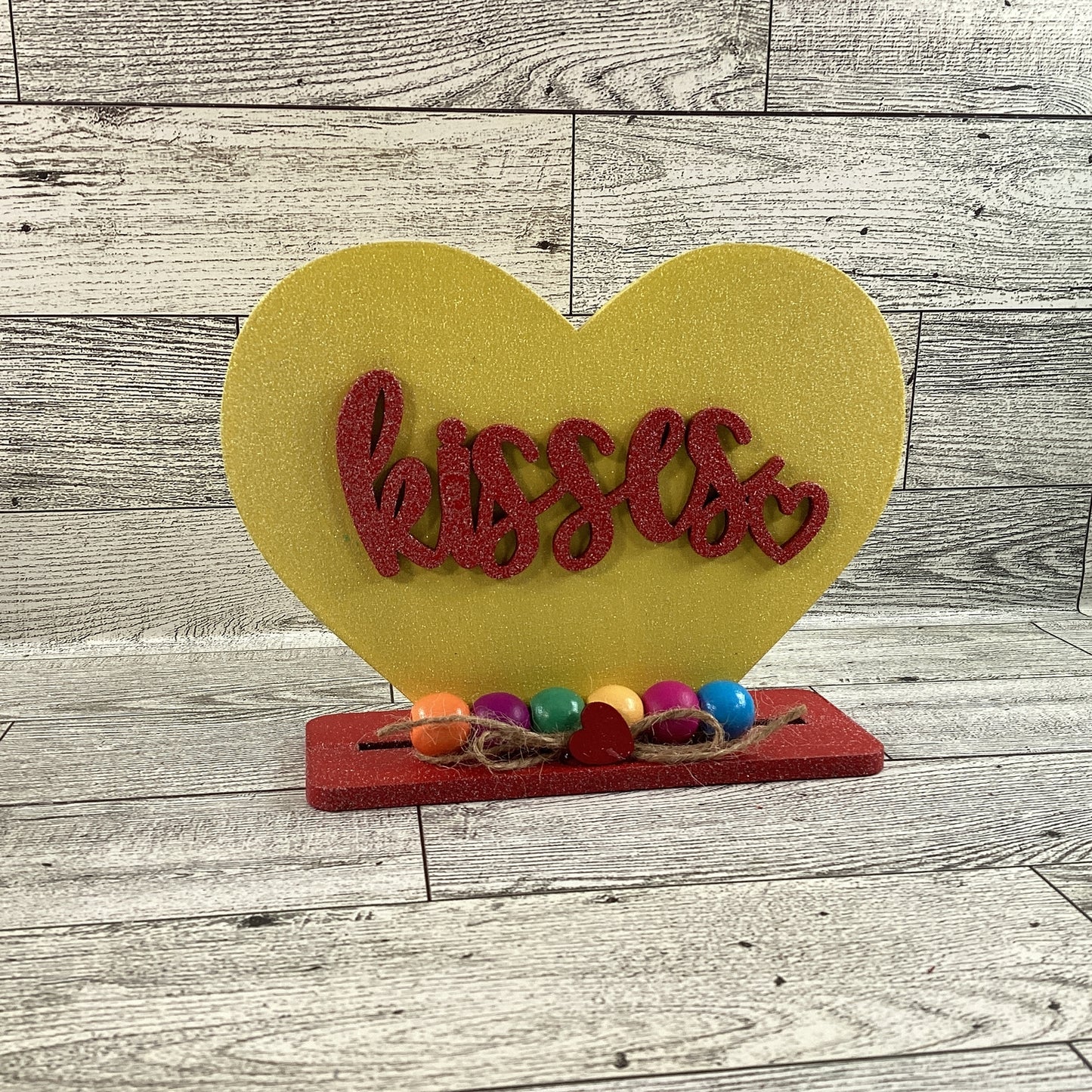 AGD Valentines Decor - Conversational Hearts Painted Layer Wood Sitters 6pc Set