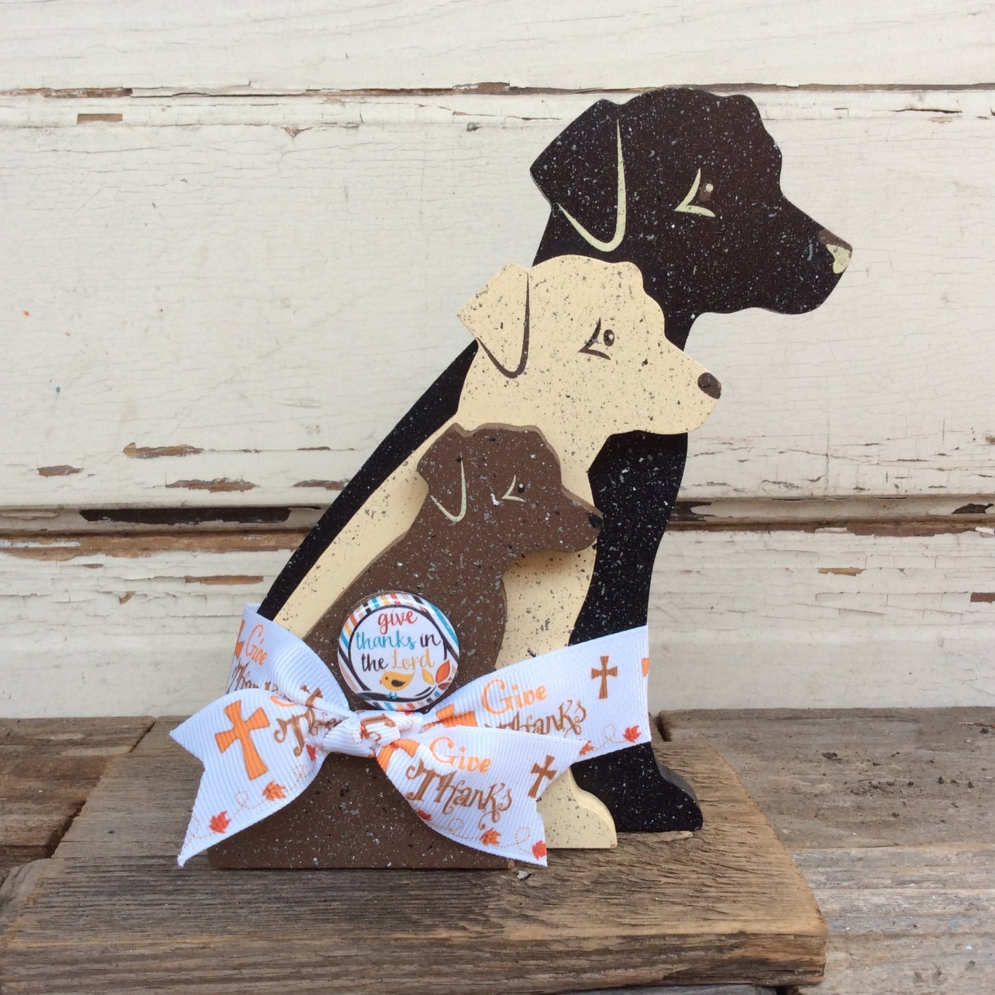 AGD Fall Decor - Give Thanks to the Lord Stacking Dogs Display