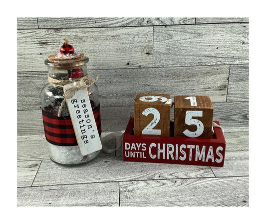 AGD  Christmas Decor - Shaker Jar Countdown Calendar Tier Tray 2pc Set