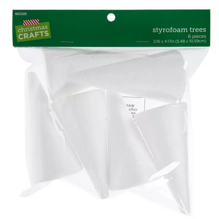 HL Craft Supply - White Styrofoam Cone Trees 6pc Set