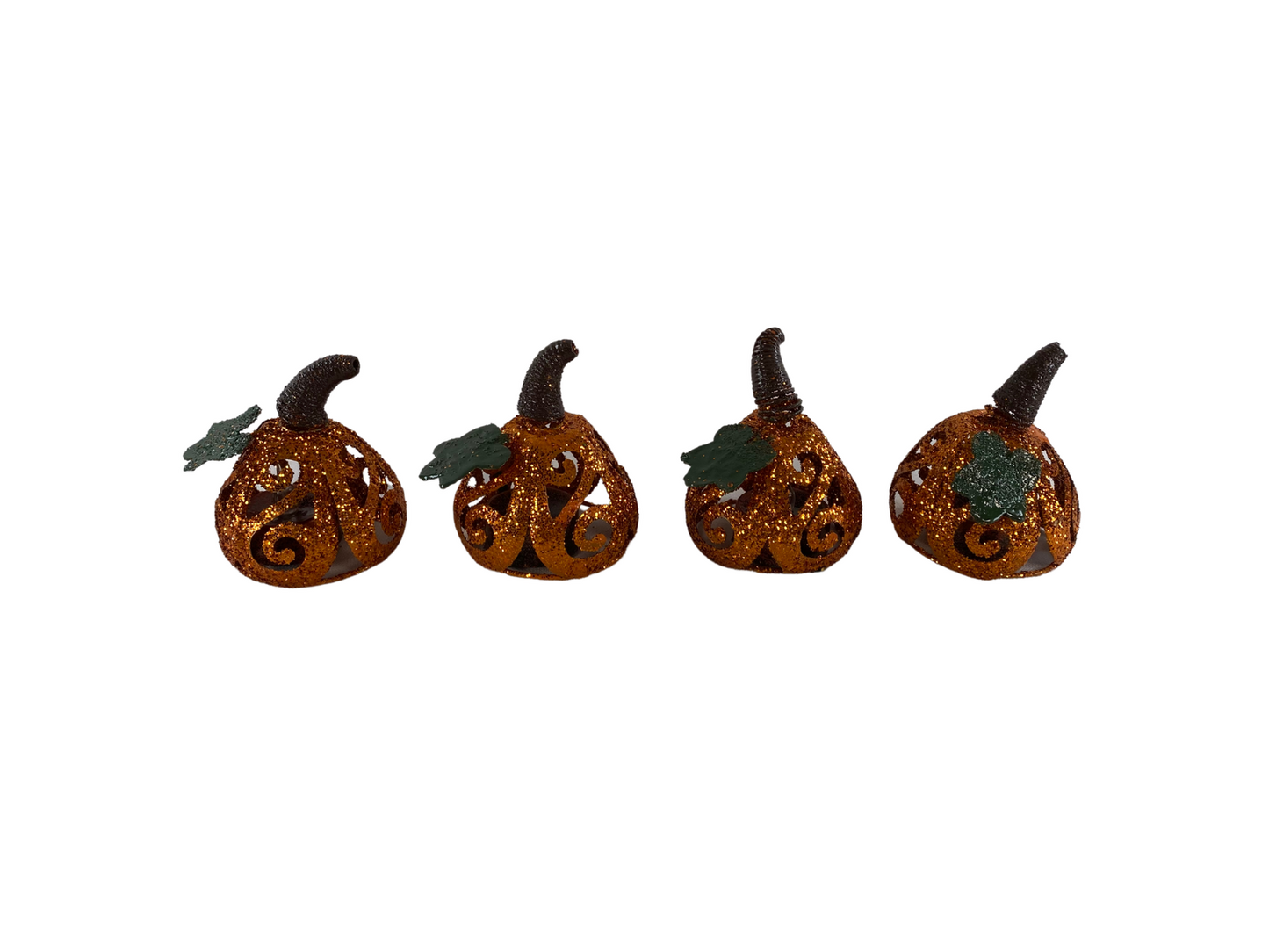 AGD Fall Decor - Glitter Pumpkin Filigree Tealight Covers 4pc Set