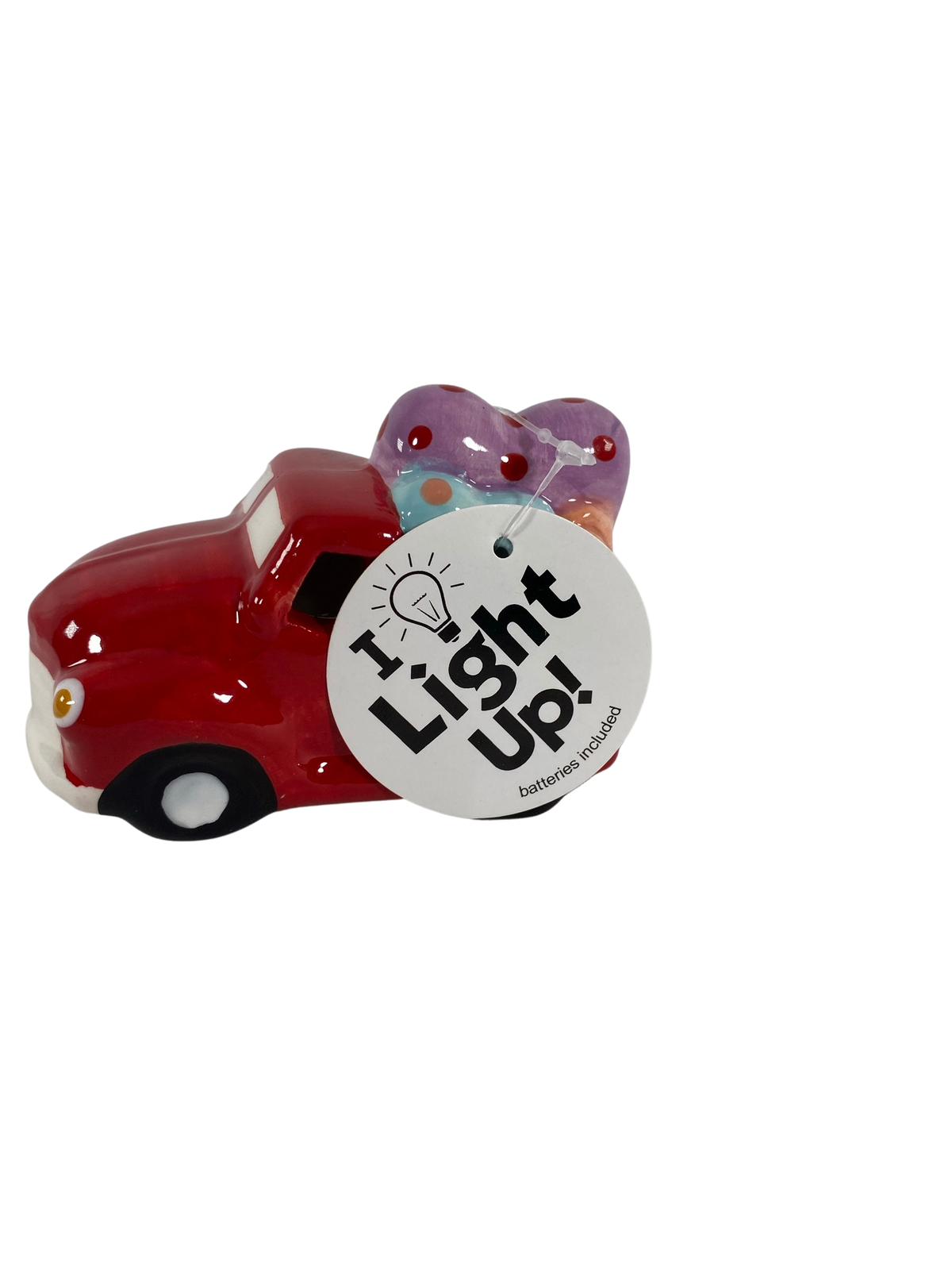 AGD Valentines Decor - Chunky Heart and Ceramic Light Up Truck 2pc