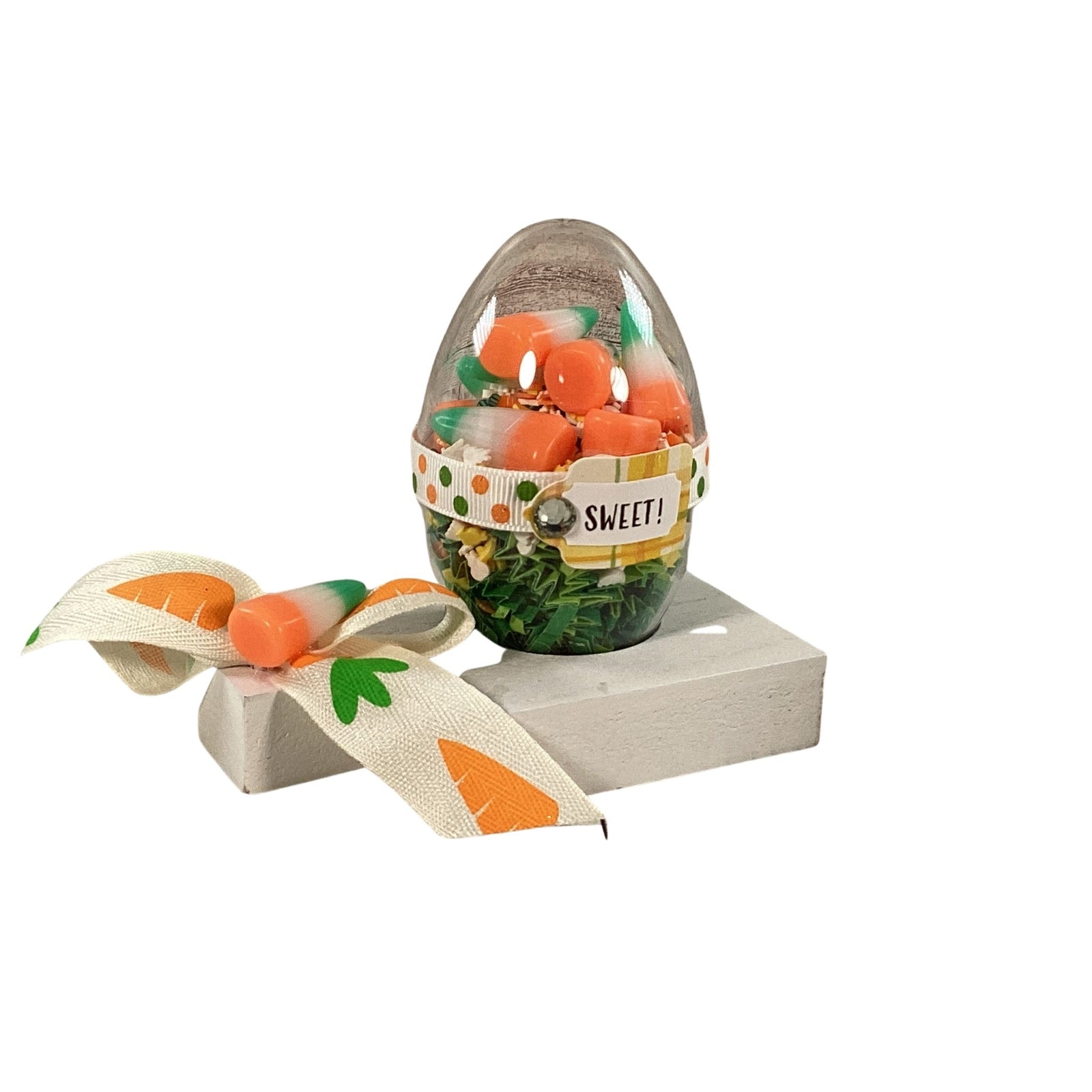 AGD Easter Decor - Clear Egg Filled Fake Candy Corn Shaker Sitter