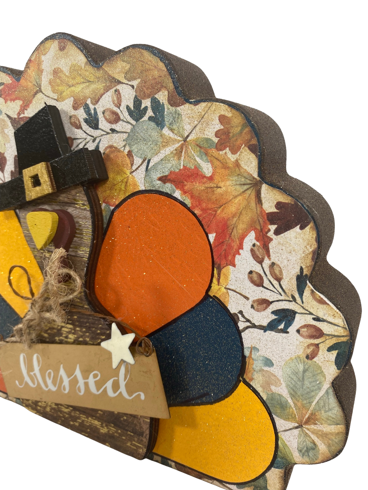 AGD Fall Decor - Reversible Blessed Chunky Wood Turkey Sign