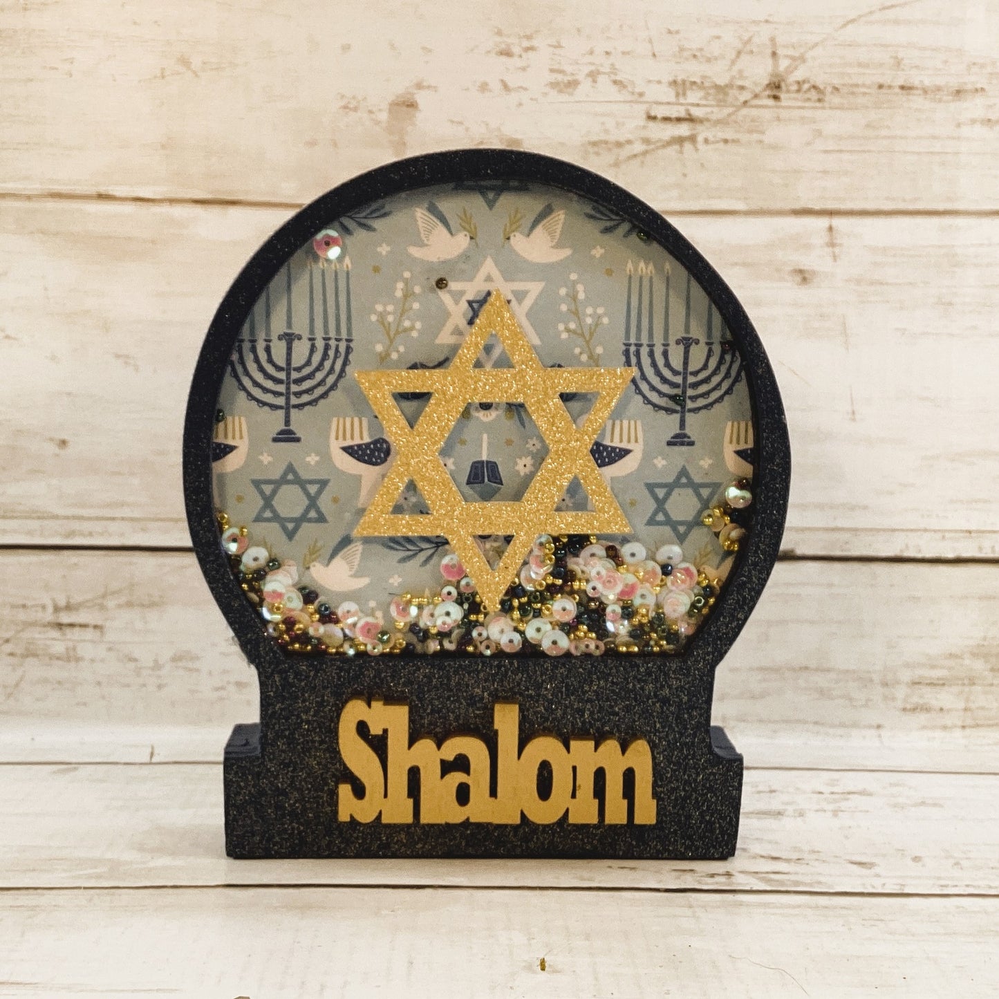 AGD Jewish Decor - Hanukkah Star of David Shalom Snowglobe