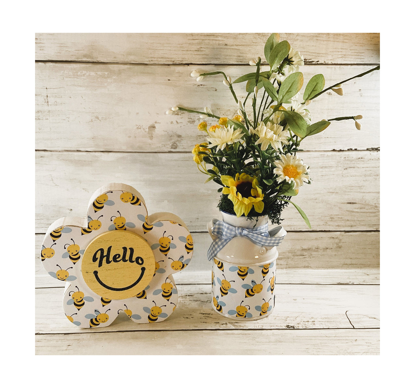 AGD Summer Decor - Hello Bee Chunky Flower and Floral Display 2pc