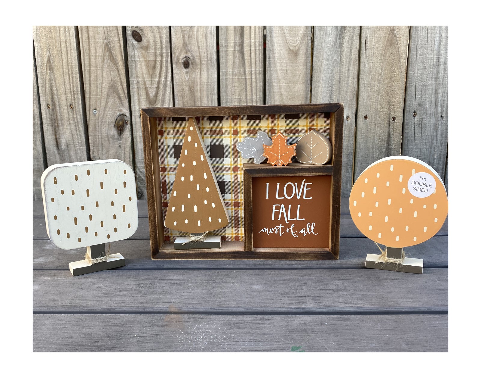 AGD  Fall Decor - 3D Trees Love Fall Most Of All Inset Shadow Box Sign