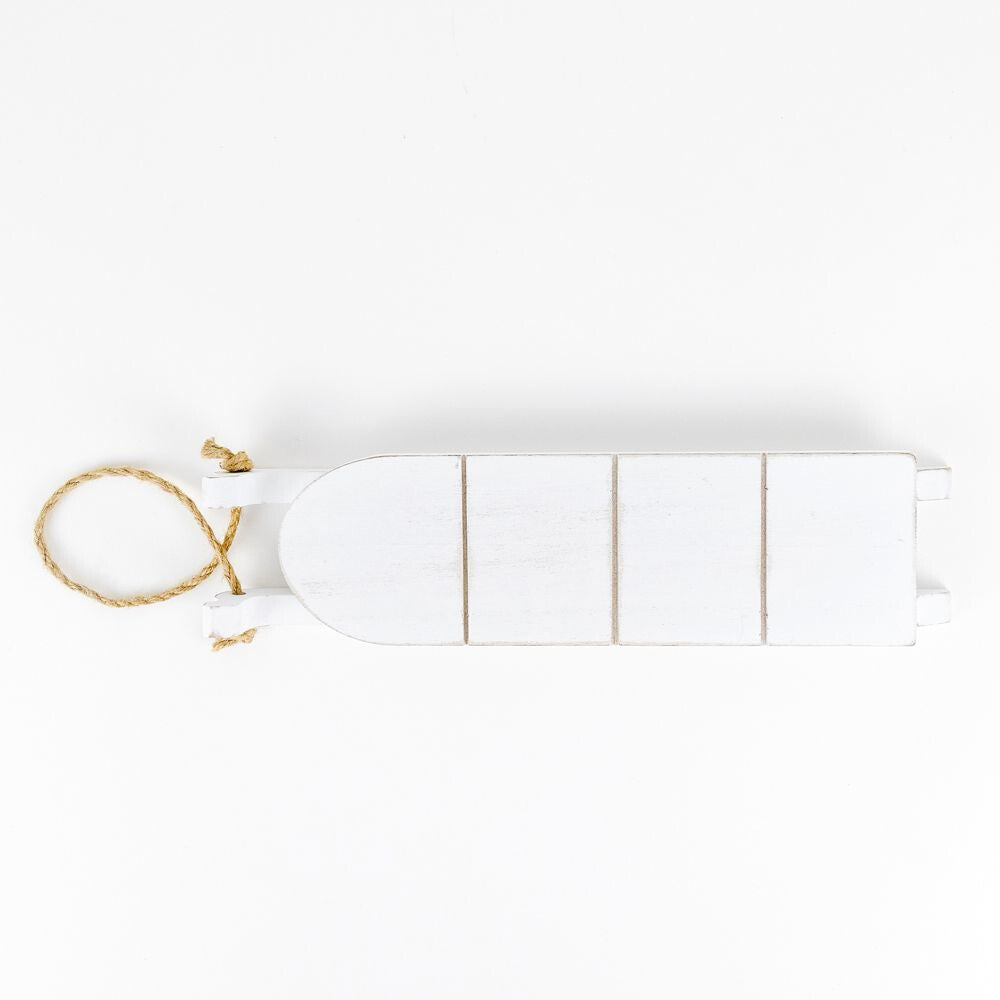 Adams Winter Decor - White Prim Weathered Wood Sled 11-inch