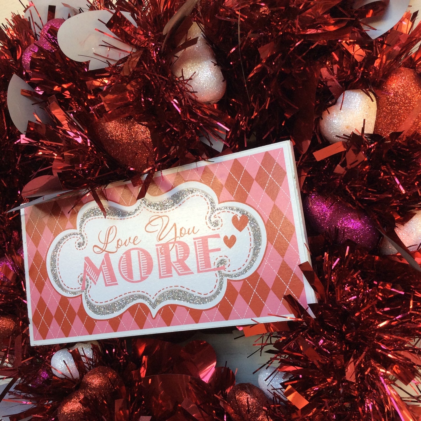 AGD Valentines Decor - Love You More Heart Shaped Wreath