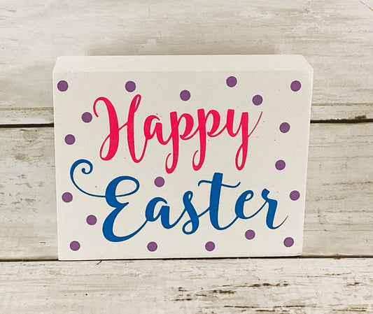 HL Easter Decor - Bright Colors Happy Easter Block Small Sign