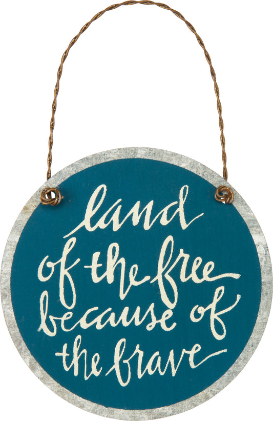 PBK Patriotic Decor - Land of the Free Small Tin Sign Ornament