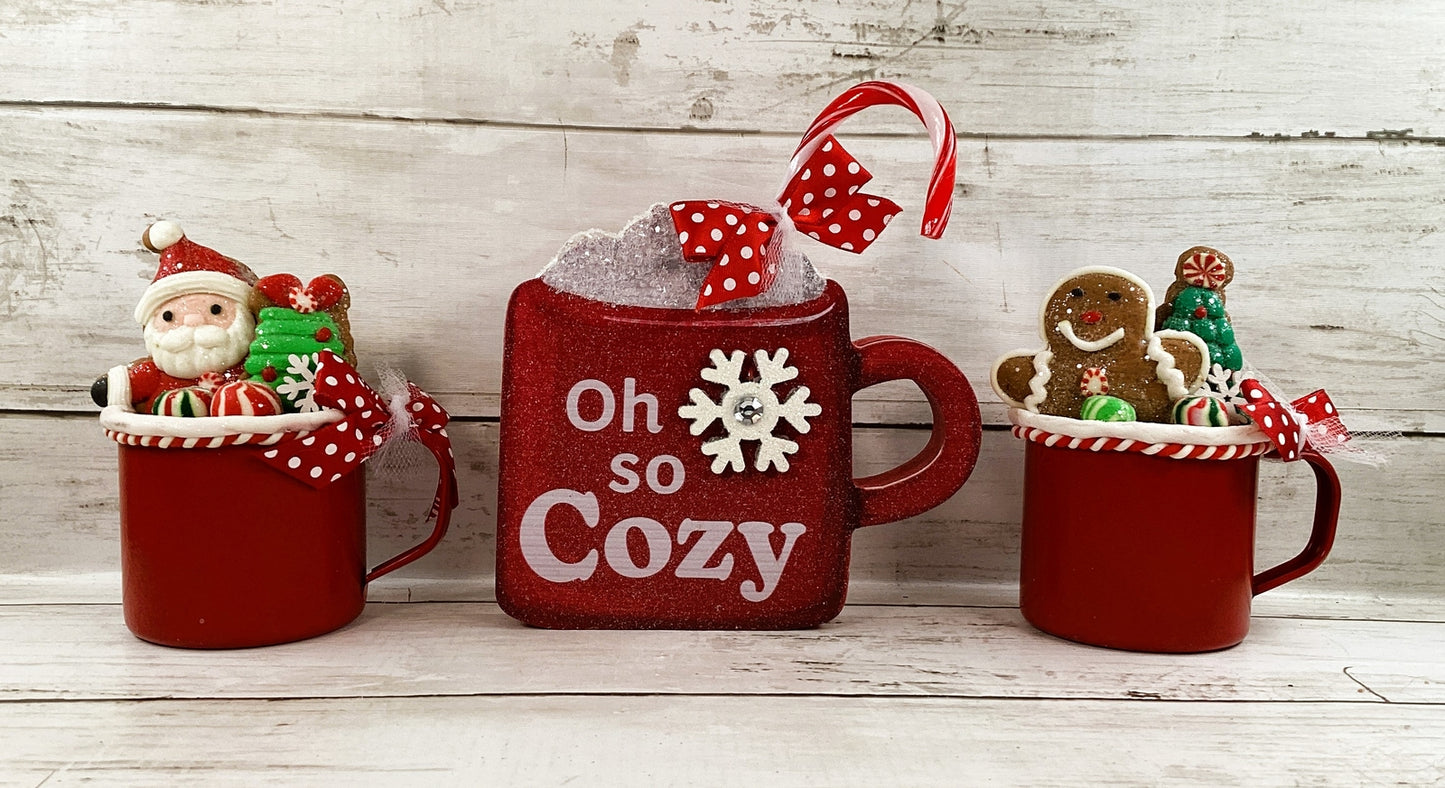 AGD Christmas Decor - Red White Santa Gingerbread Hot Chocolate Display