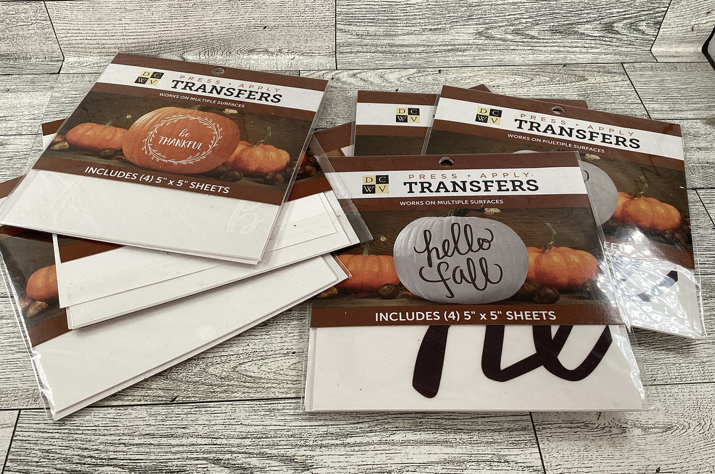 DCWV Fall Craft Supply - Hello Fall Be Thankful Pumpkin Vinyl Decals 7 Sets