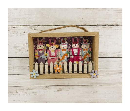 AGD Easter Decor - Bunny Nutcrackers Shadow Box Ornament Sign