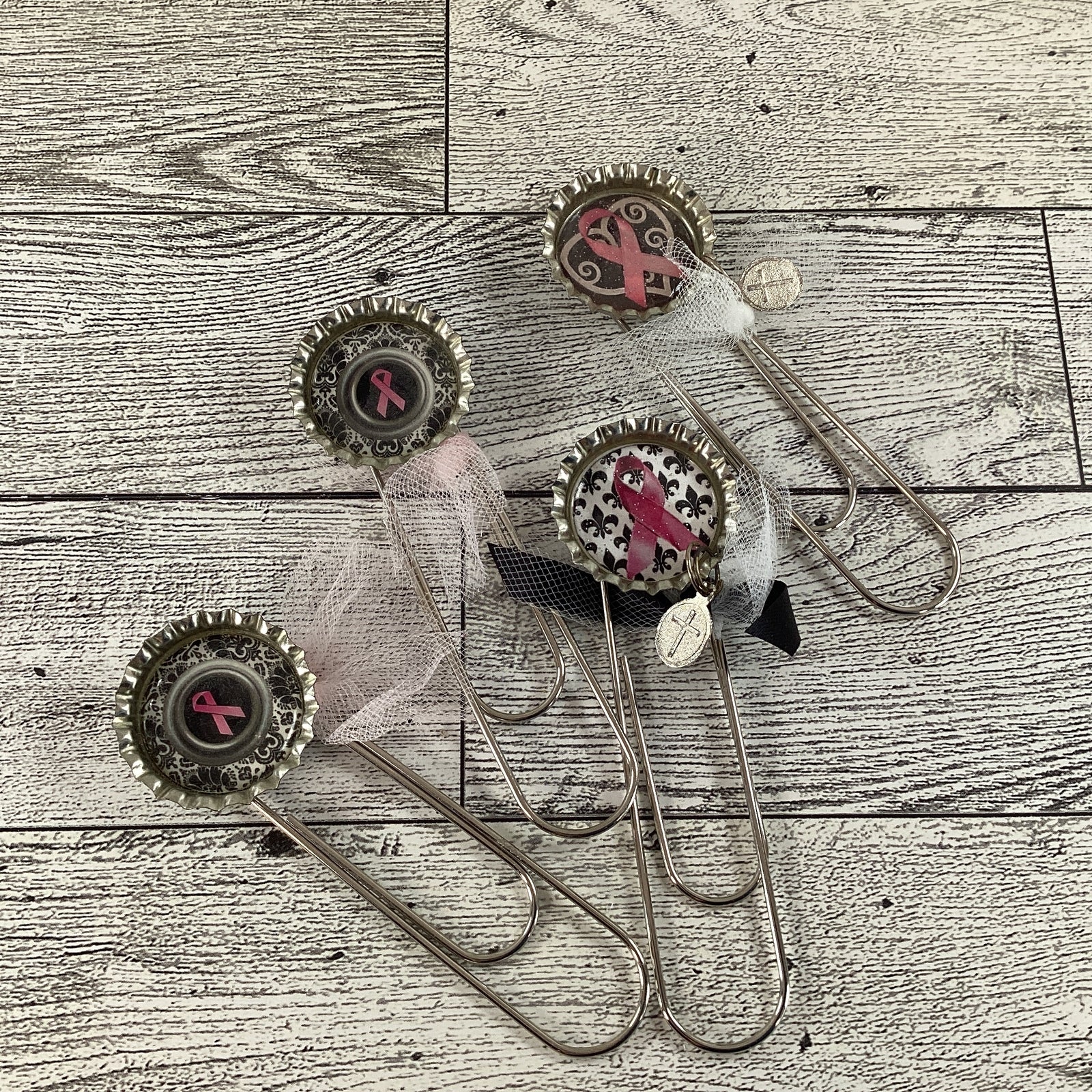 AGD Cancer Support - Pink Ribbon Bottlecap Bookmarks 4pc Set