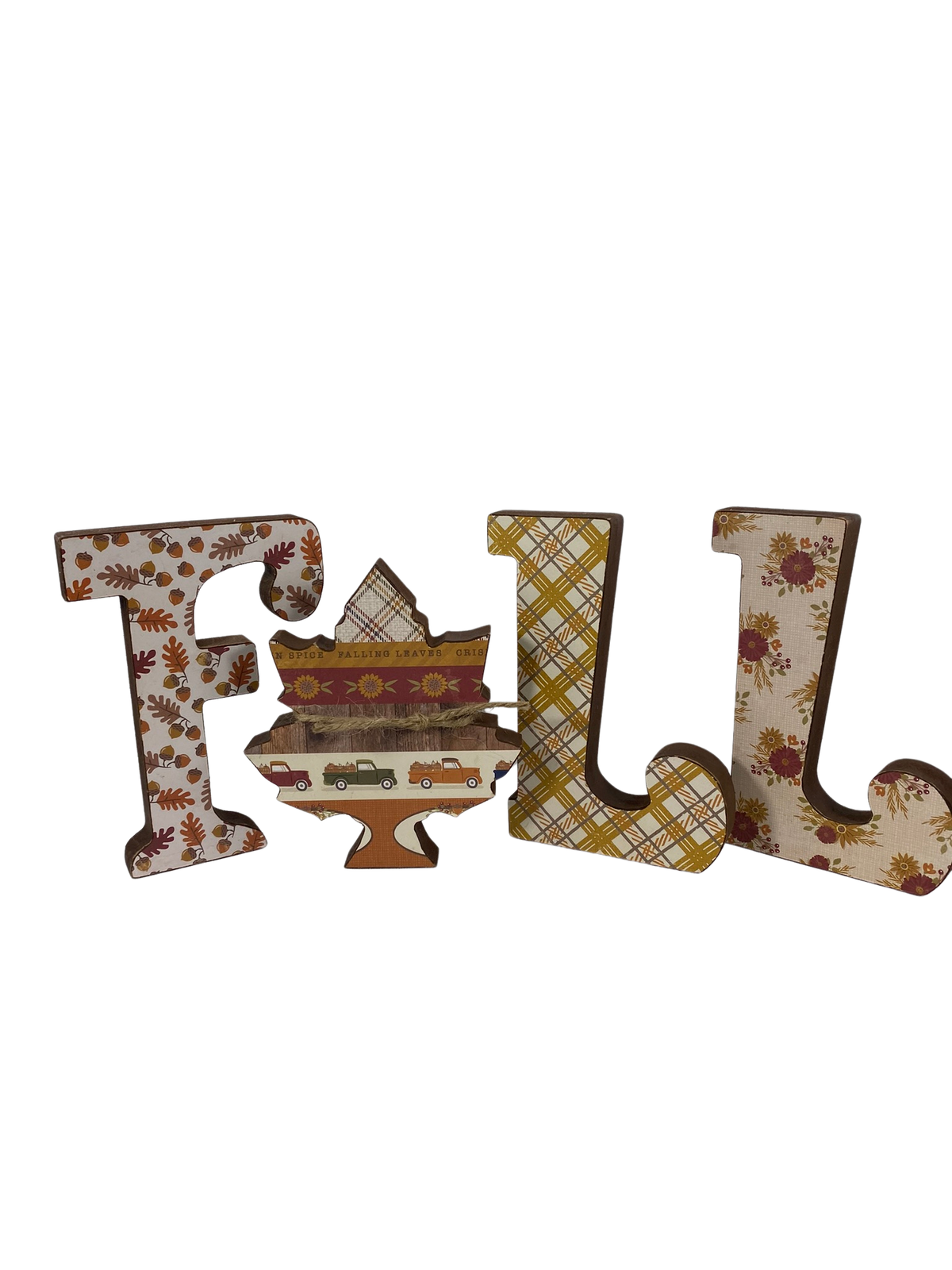 AGD Fall Decor - F A L L Leaf Chunky Joy Letters Tabletop Sign