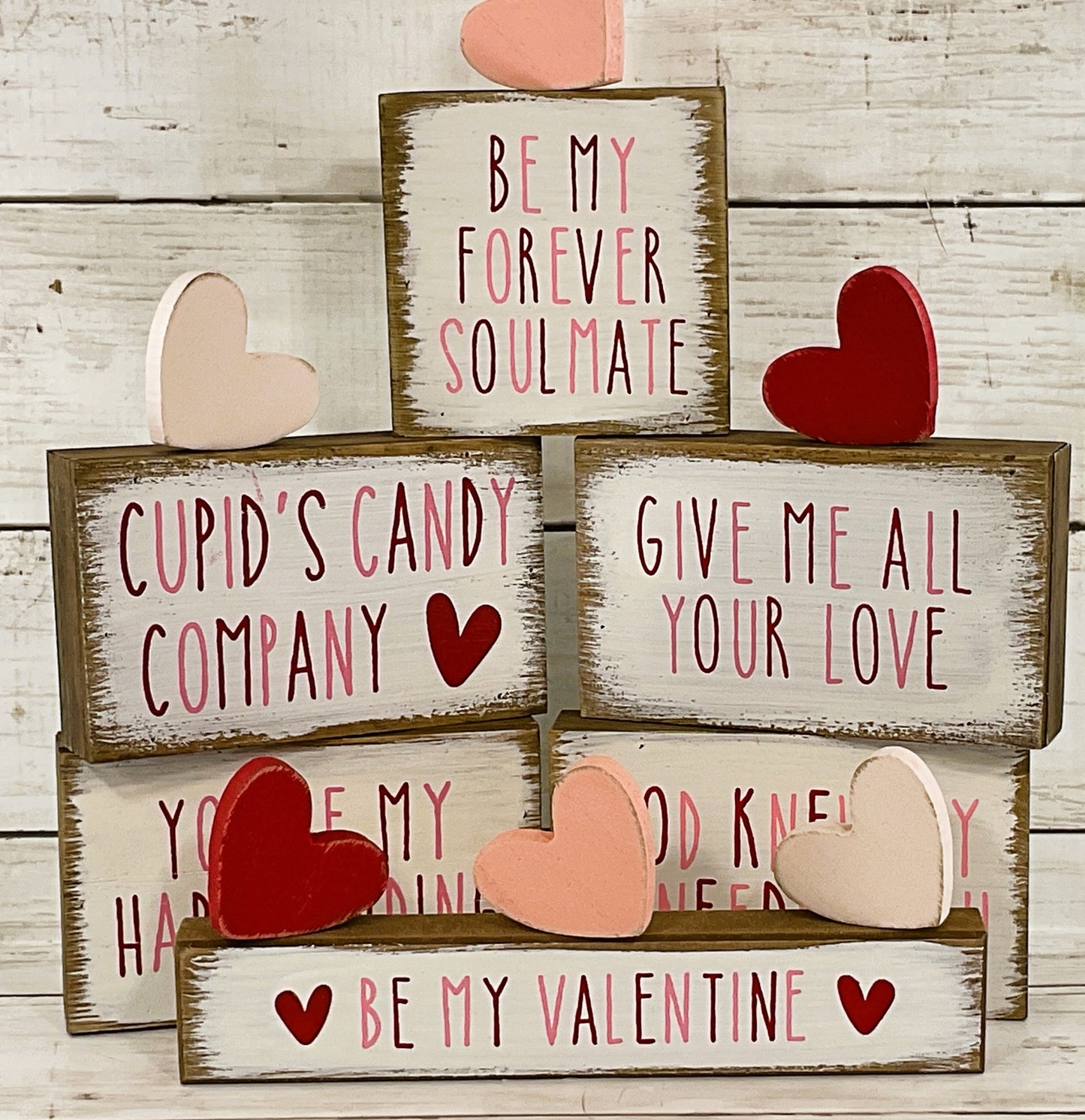 CP Valentines St Patricks Decor - Reversible Block Signs with Wood Charms