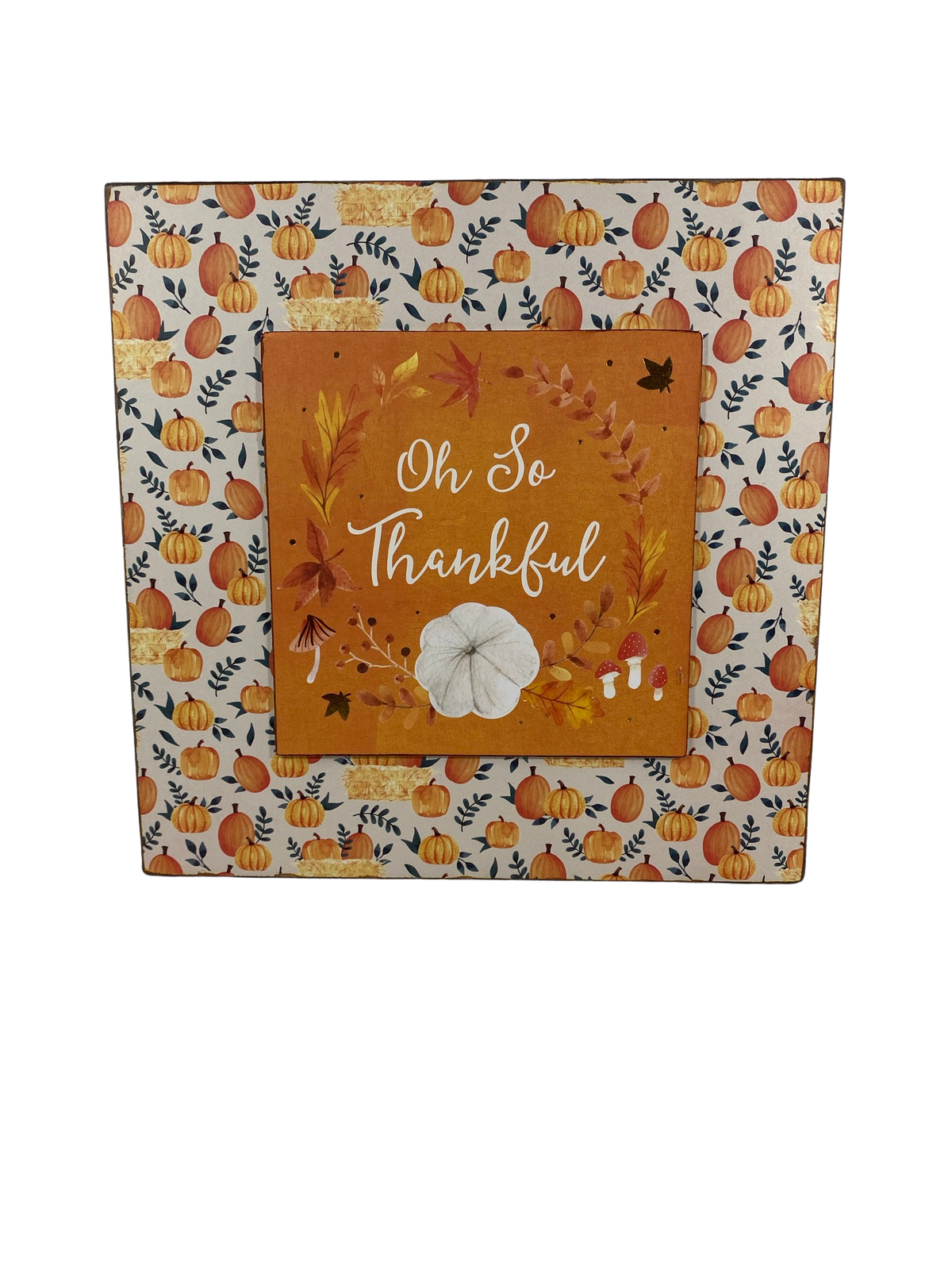 AGD Fall Decor - So Thankful Pumpkin Spice Reversible Box Sign