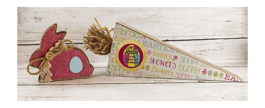 AGD Easter Decor - Jesus Reason Wood Carrot Runny Rabbit 2pc Set