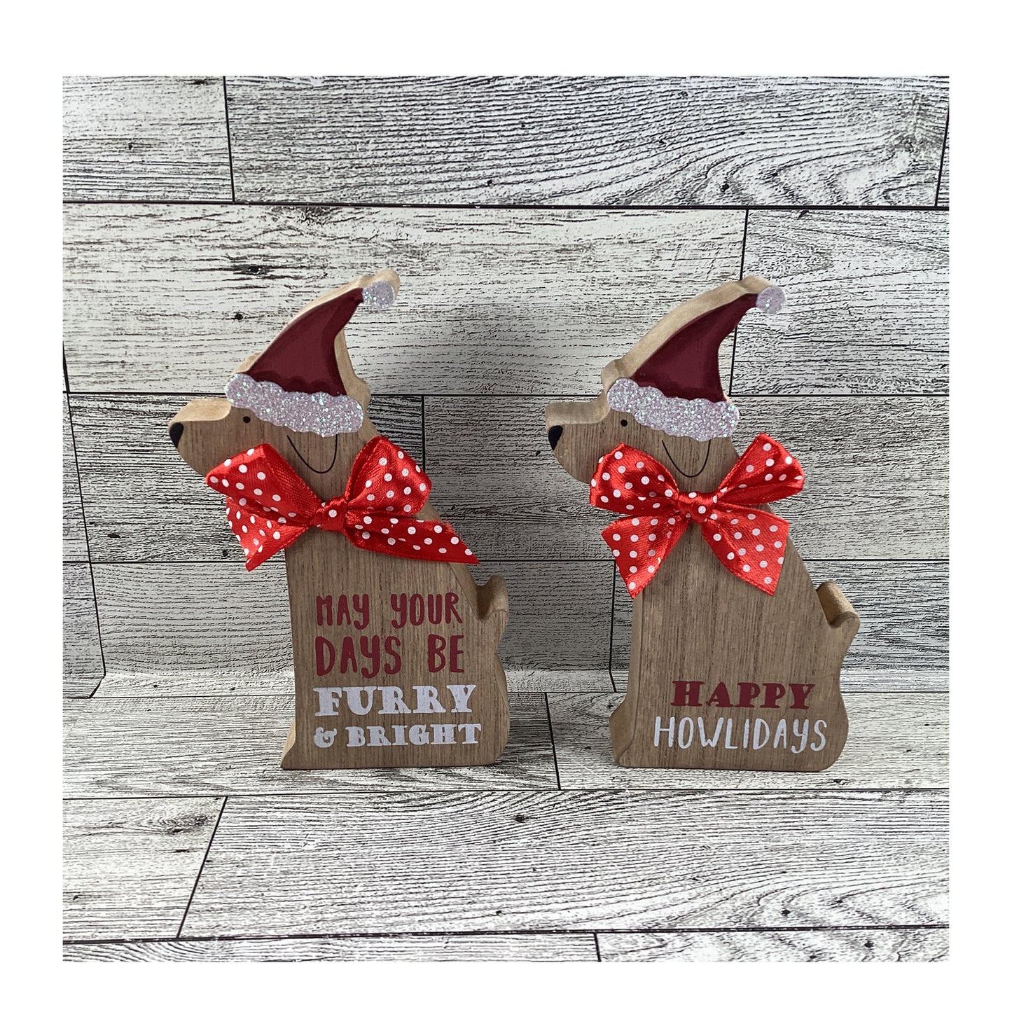 AGD Christmas Decor -Puppy Dog Santa Paw Tier Tray 3pc Set