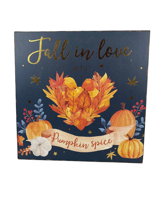 AGD Fall Decor - Fall In Love Fall Pumpkin Spice Reversible Box Sign