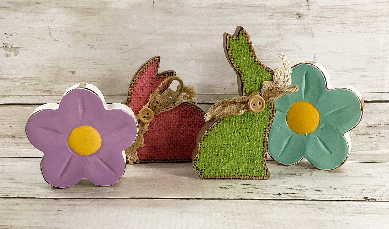 AGD Easter Decor - Jellybeans Block Signs Rabbit Spring Flowers Display