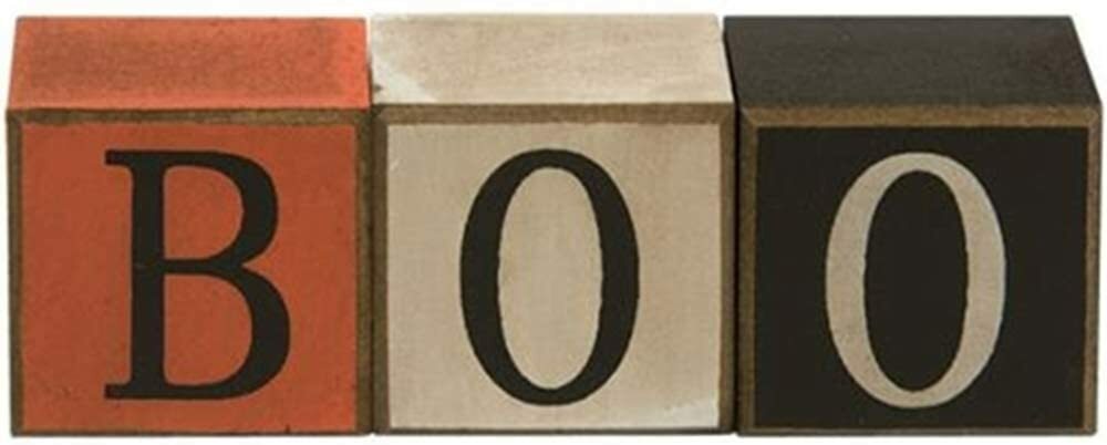 CWI Halloween Decor - Primitive Small Boo Blocks