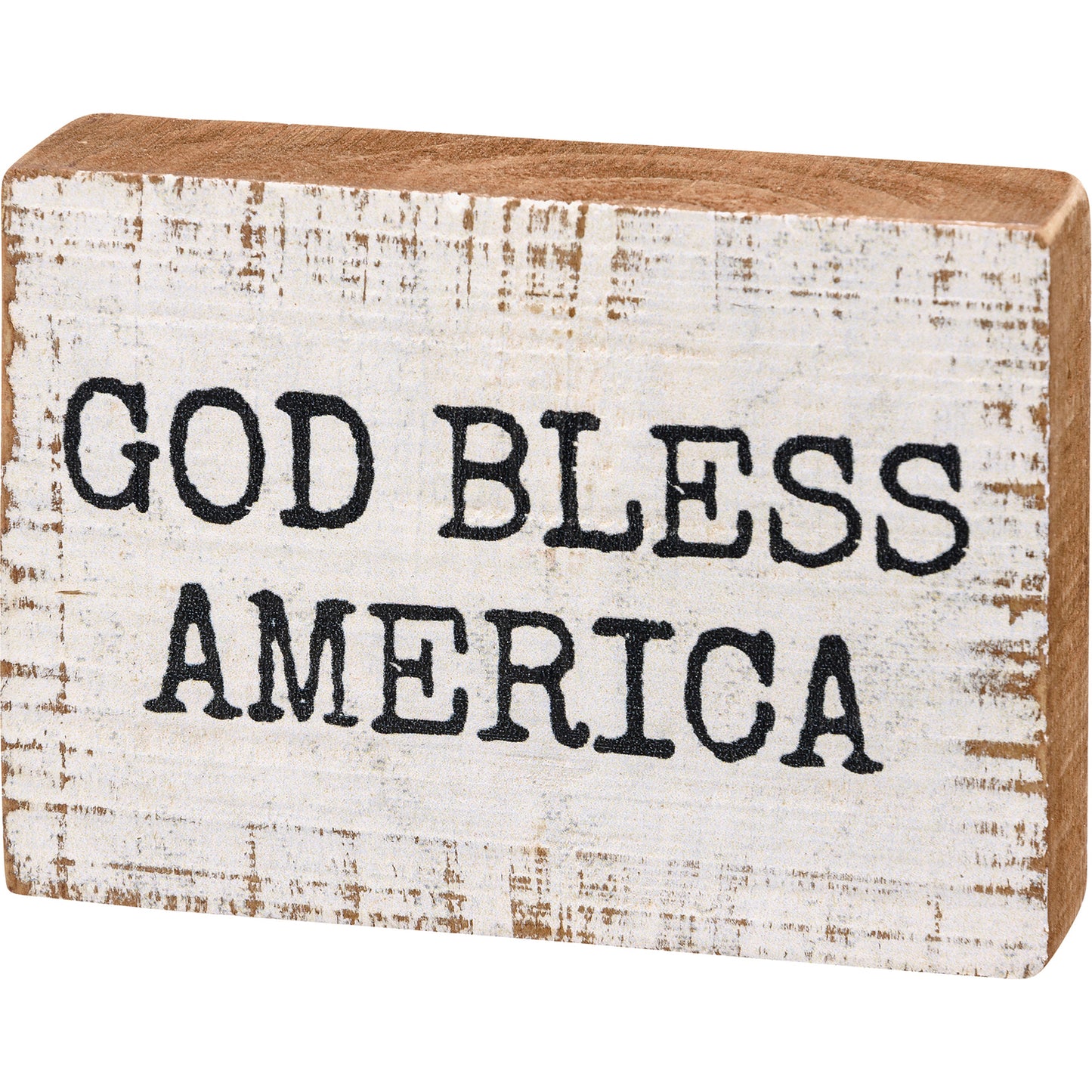 PBK Patriotic Decor - God Bless Prim Mini Tier Tray Block Box Sign