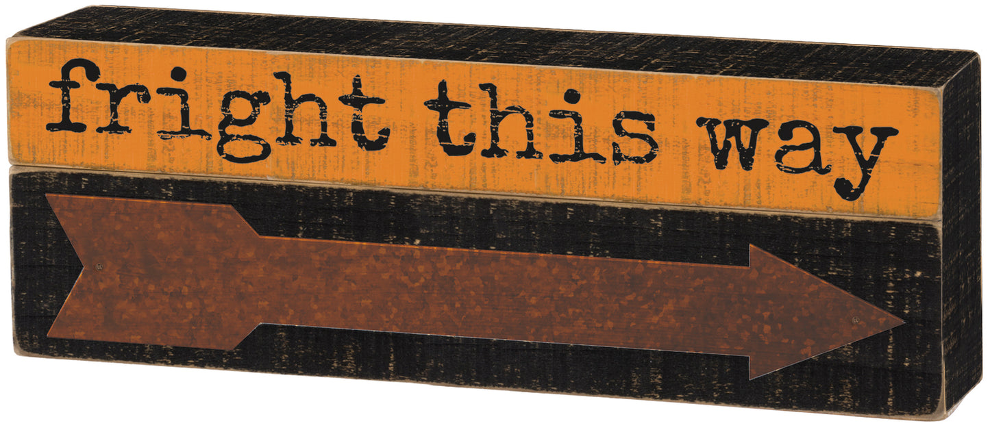 PBK Halloween Decor - Fright This Way Arrow Slat Pallet Sign