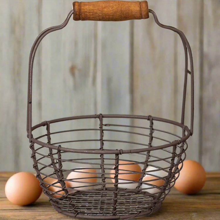 PBK Home Decor - Small Wire Egg Basket with Handle