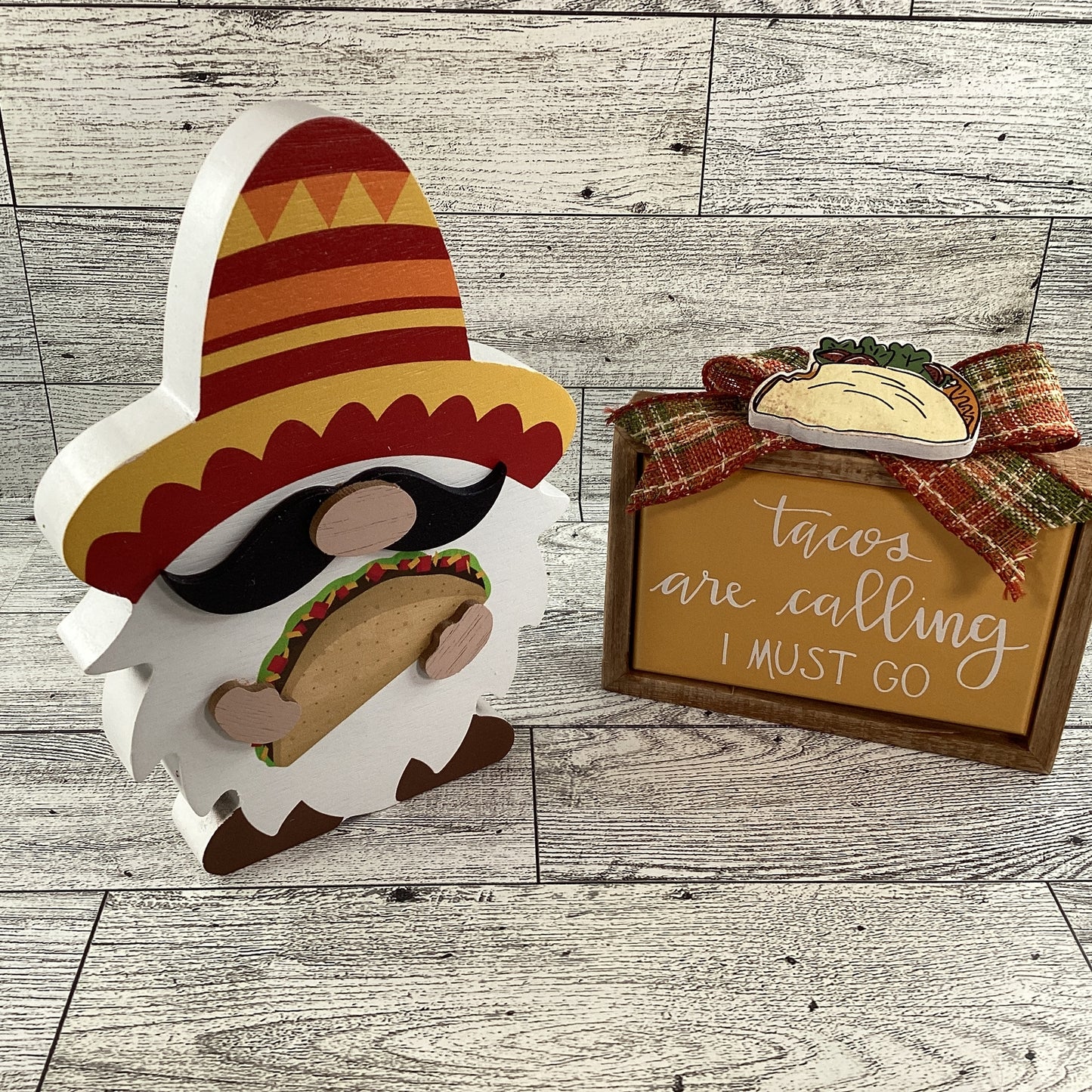 AGD Cinco De Mayo Decor - Tacos Are Calling Chunky Gnome Tier Tray 2pc