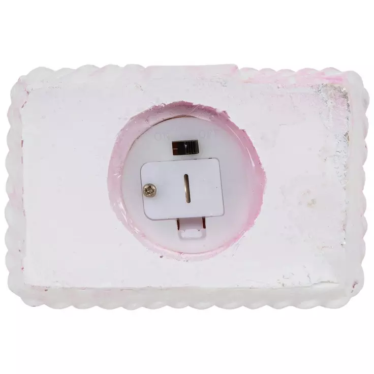 HL Valentines Decor - Pink White Glitter Light-Up Gingerbread House