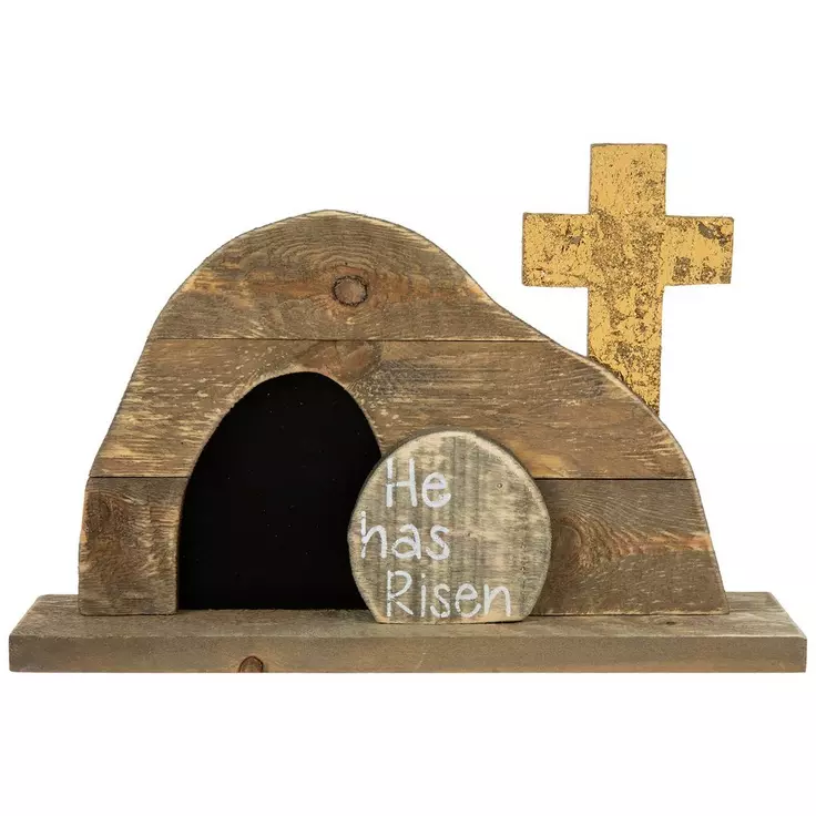 HL Easter Decor - Wood Resurrection He Is Risen Tomb Scene