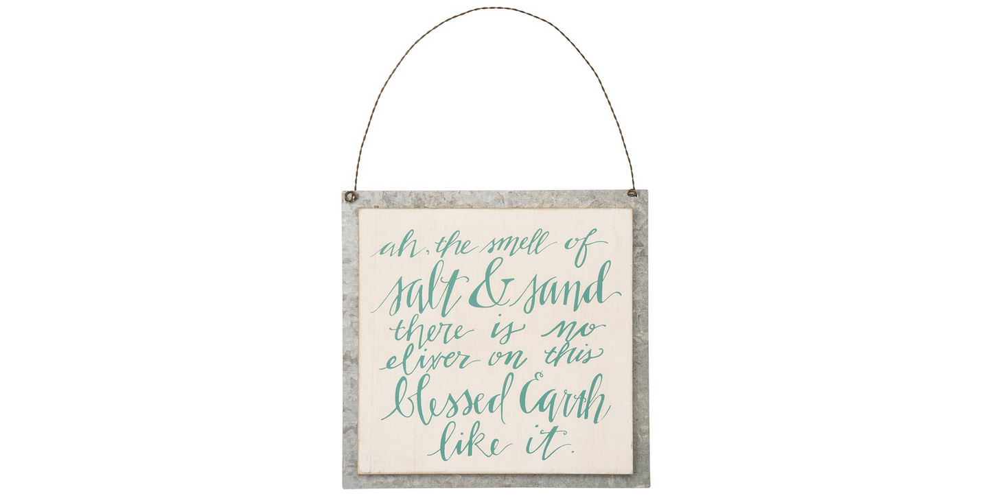 PBK Summer Decor - Beach Salt Sand Elixir Metal Ornament Sign
