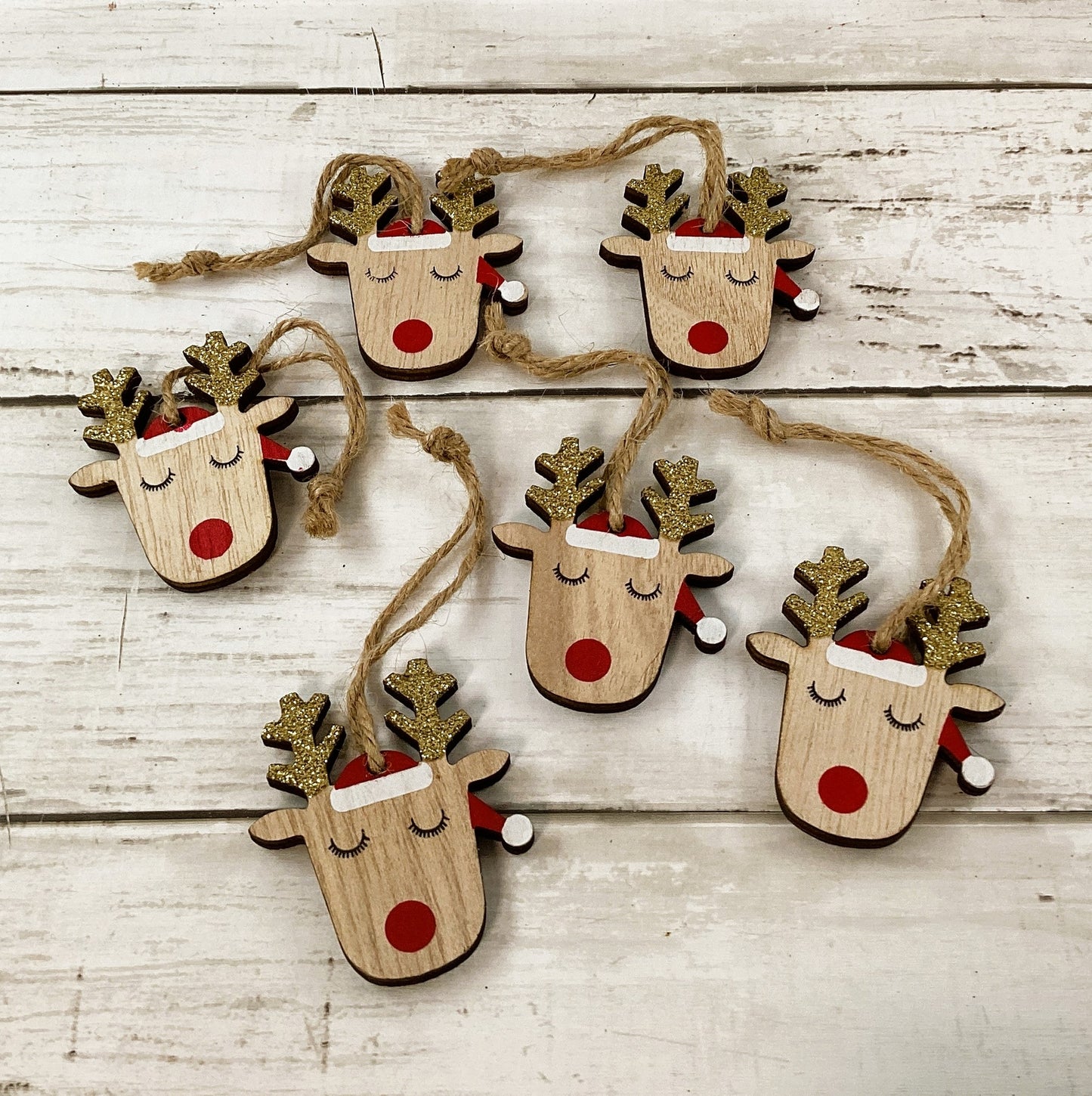HL Christmas Craft Supply - Reindeer Flat-back Wood Embellishments 6pc