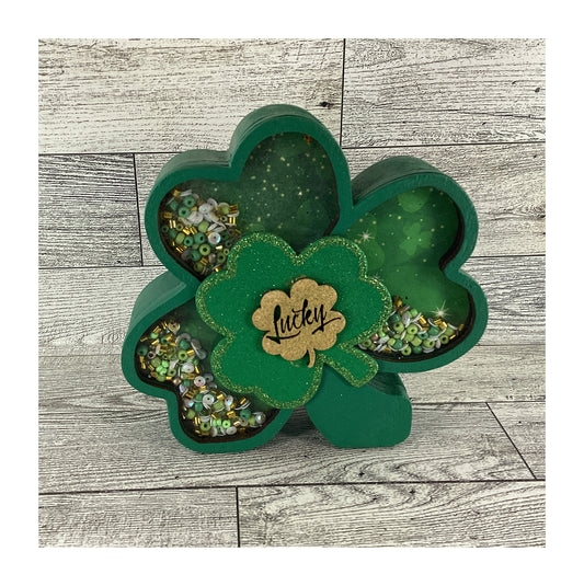 AGD Saint Patrick Decor - Irish Shamrock Chunky Wood Shaker Sitter