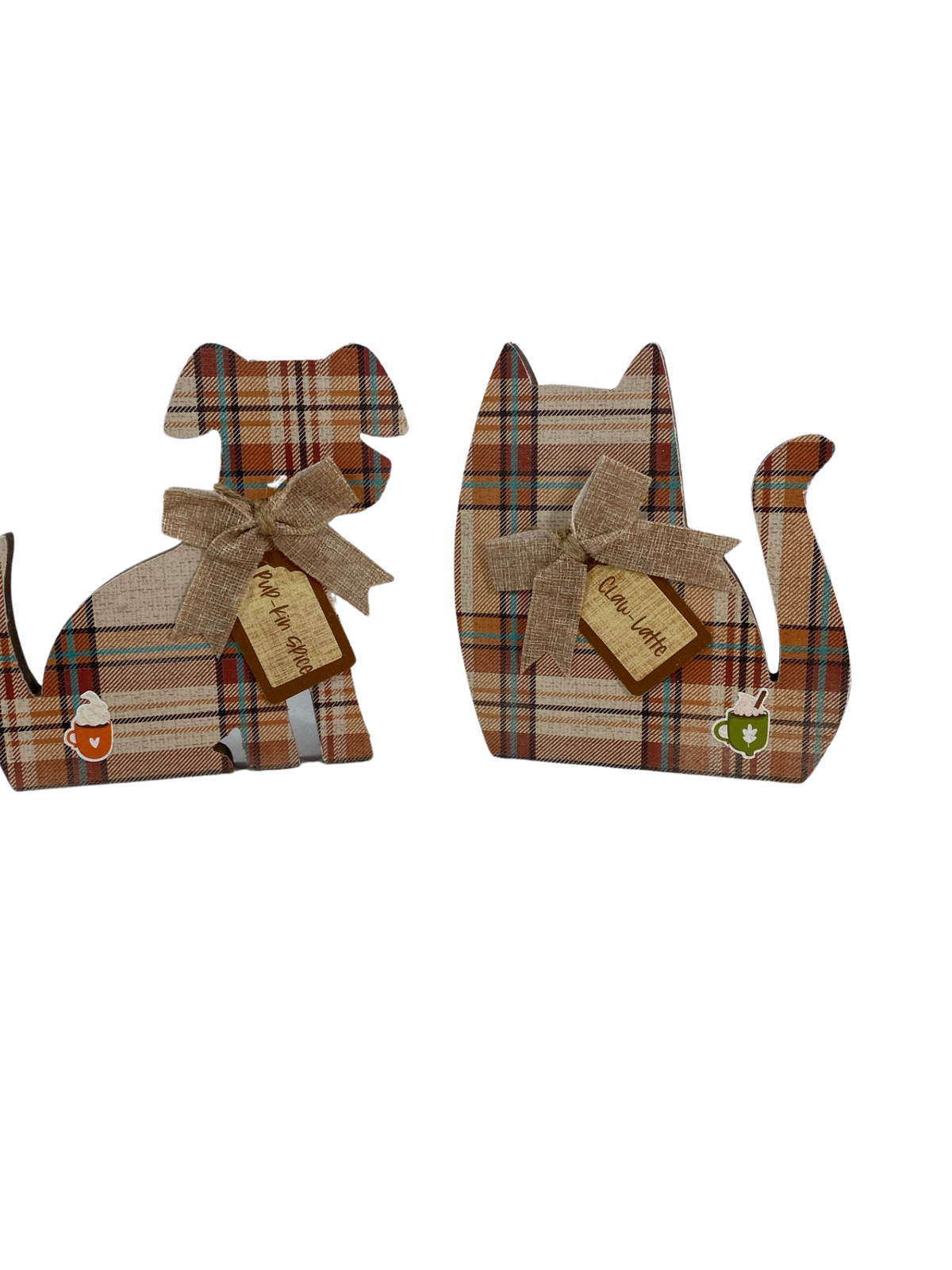 AGD Fall Decor - Pup-kin Spice Claw Latte Wood Cat Dog 2pc Set
