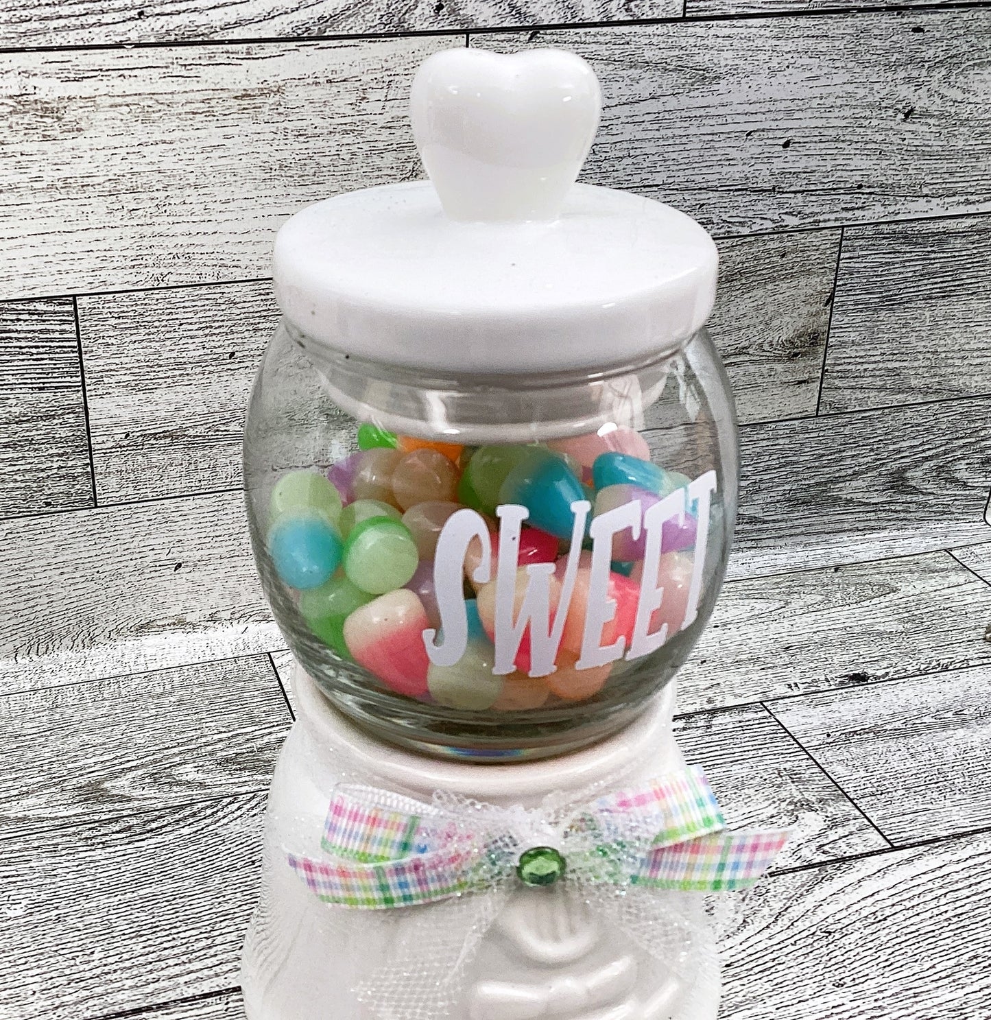 Spring Decor Ceramic Sweet Candy Gumball Jar, Tier Tray