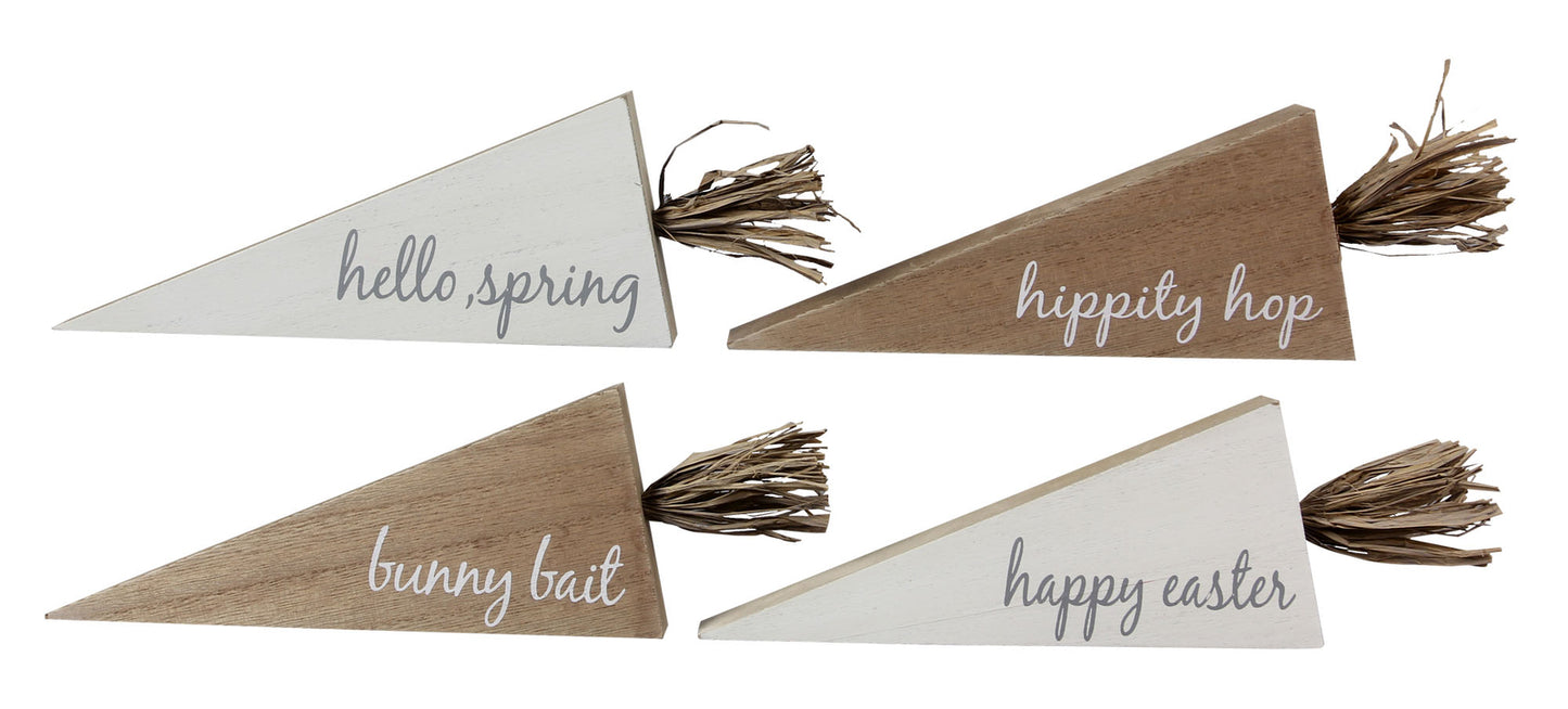 Youngs Easter Decor - White and Natural Wood Carrots 4pc Set