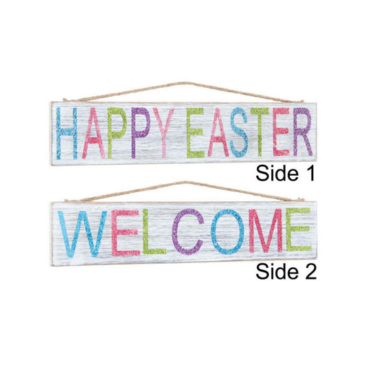 TBD Easter Decor - Welcome Happy Easter Reversible Two Side Sign
