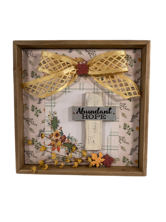 AGD Fall Decor - Gather Give Thanks Hope Cross Reversible Inset Box Sign