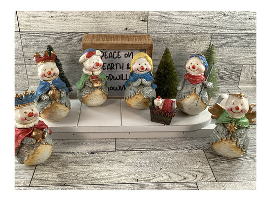 AGD Christmas Decor - Peace on Earth Goodwill Snowmen Nativity SLED Set