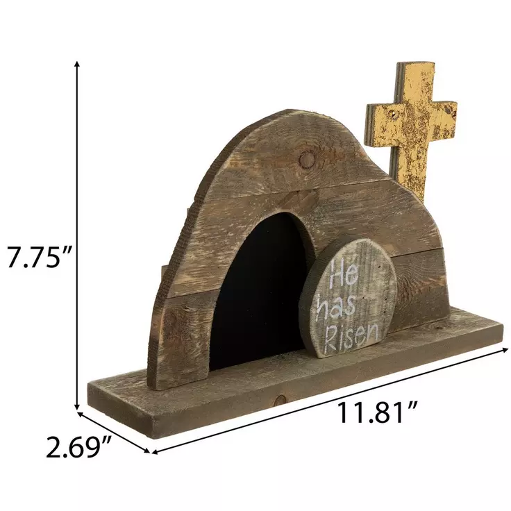 HL Easter Decor - Wood Resurrection He Is Risen Tomb Scene