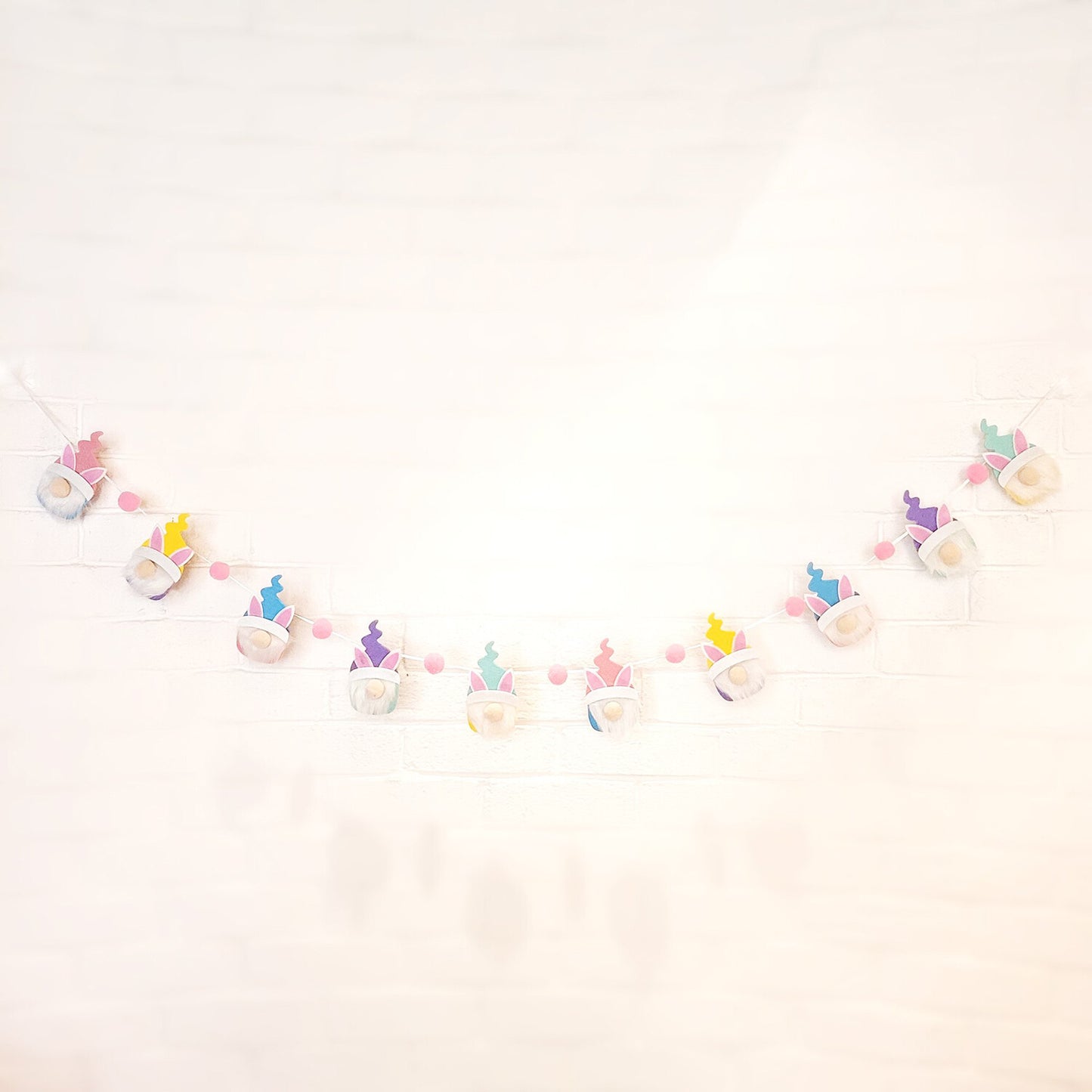 WM Easter Decor - Pastel Spring Gnome Rabbits Garland 6ft long