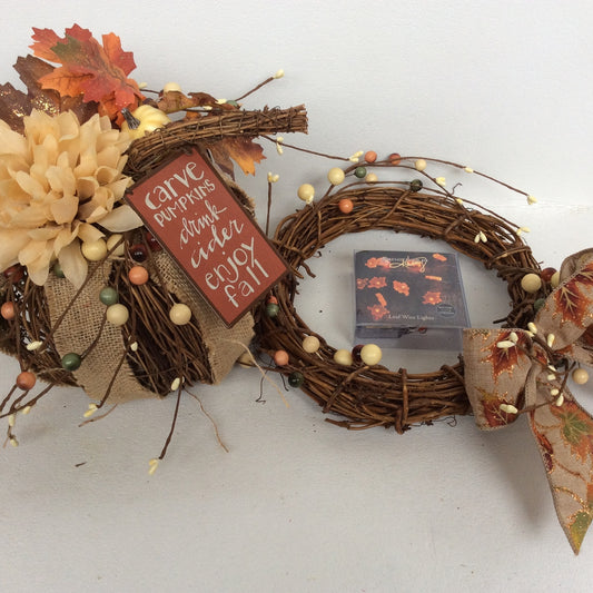 AGD Fall Decor-  Sentiments Lighted Floral Grapevine Pumpkin Display